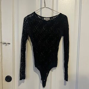 Black Lace Long-Sleeve Bodysuit (Pick 3 for $18)